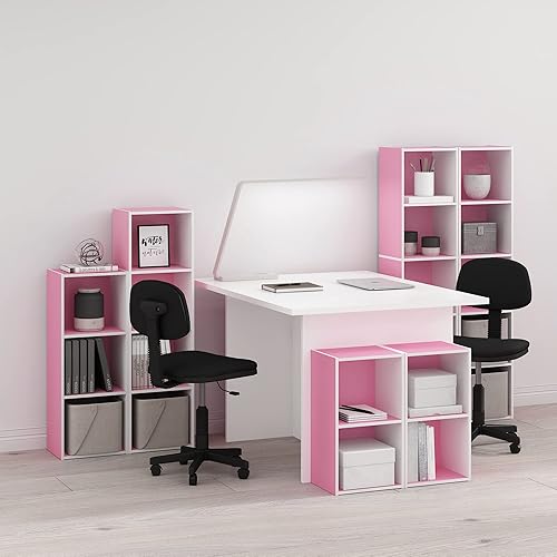 Miniatura 2 de Furinno Luder - Estantería para libros, 5 niveles, cubos, color rosa y blanco