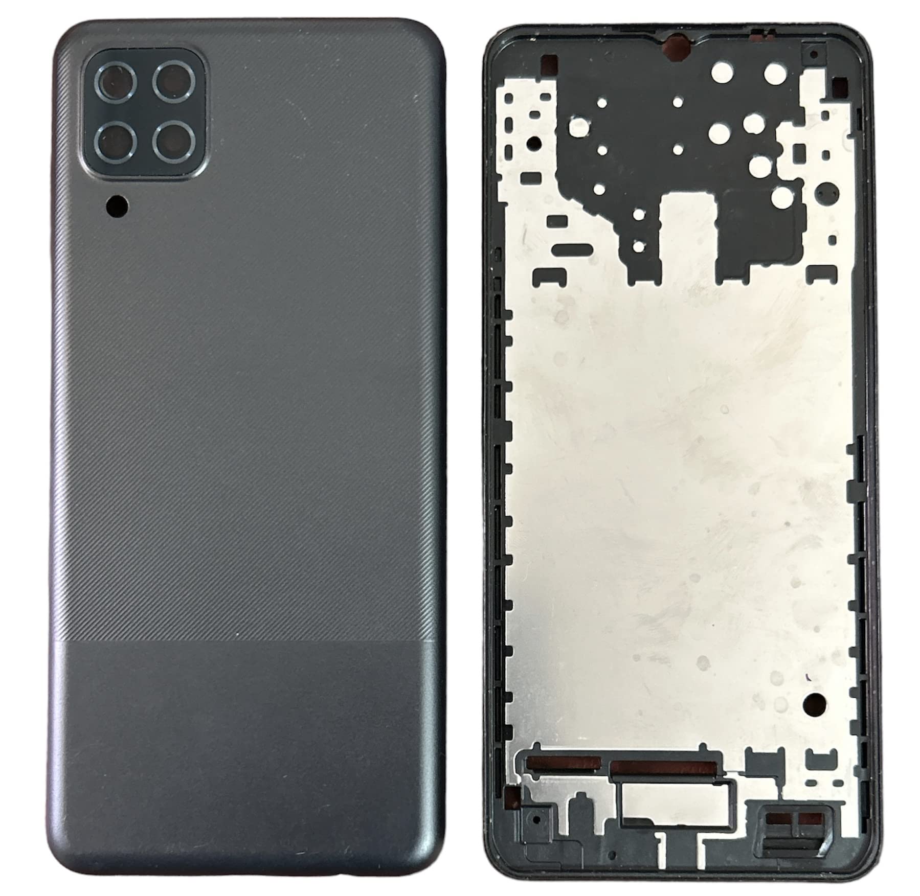 Compatible with Samsung Galaxy A12, M12 Replacement Housing Full Body Panel (with Middle Frame and Side Volume Button Camera Glass) - Black-image-19