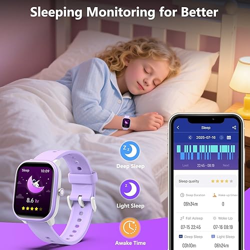 Miniatura 6 de Wach - Reloj inteligente para niños de 6 a 15 años, monitor de actividad física de 1.8 pulgadas, no necesita teléfono, podómetro, monitor de sueño