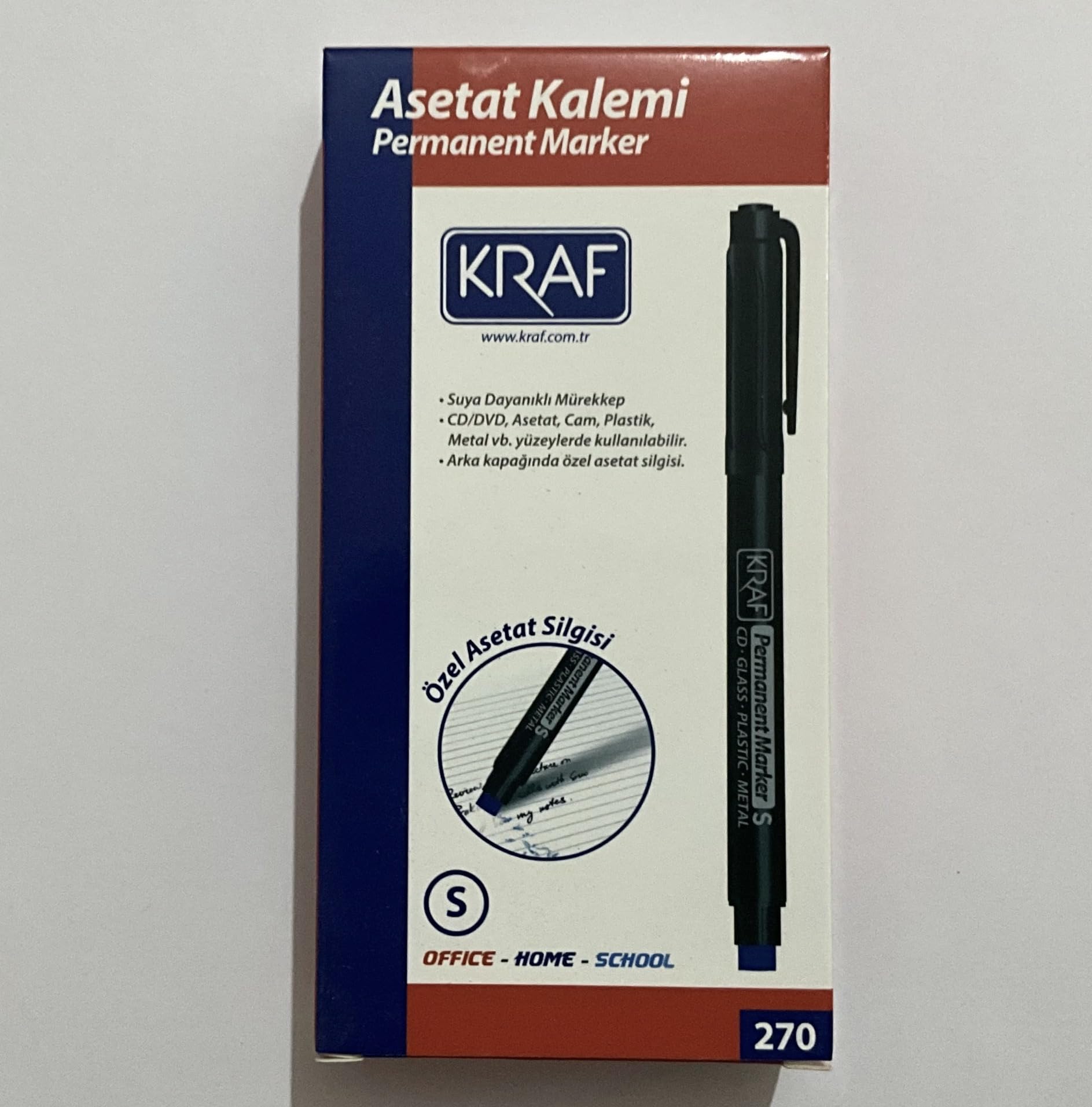 Kraf Permanent Marker Kalemi, Yeşil, Silgili, Suya Dayanıklı, S Uç, CD/DVD/Cam/Plastik/Metal için, 12'li Paket