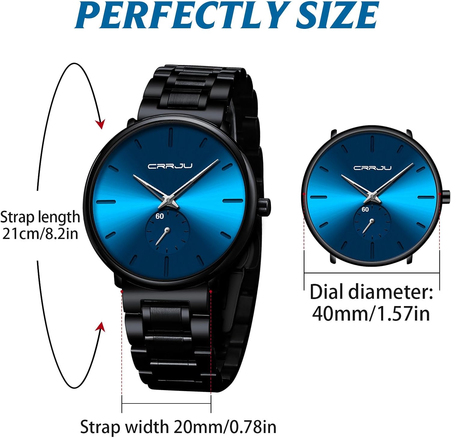 Mens Watches Ultra-Thin Minimalist Waterproof-Fashion Wrist Watch for Men Unisex Dress with Stainless Steel Mesh Black Blue - Image 4
