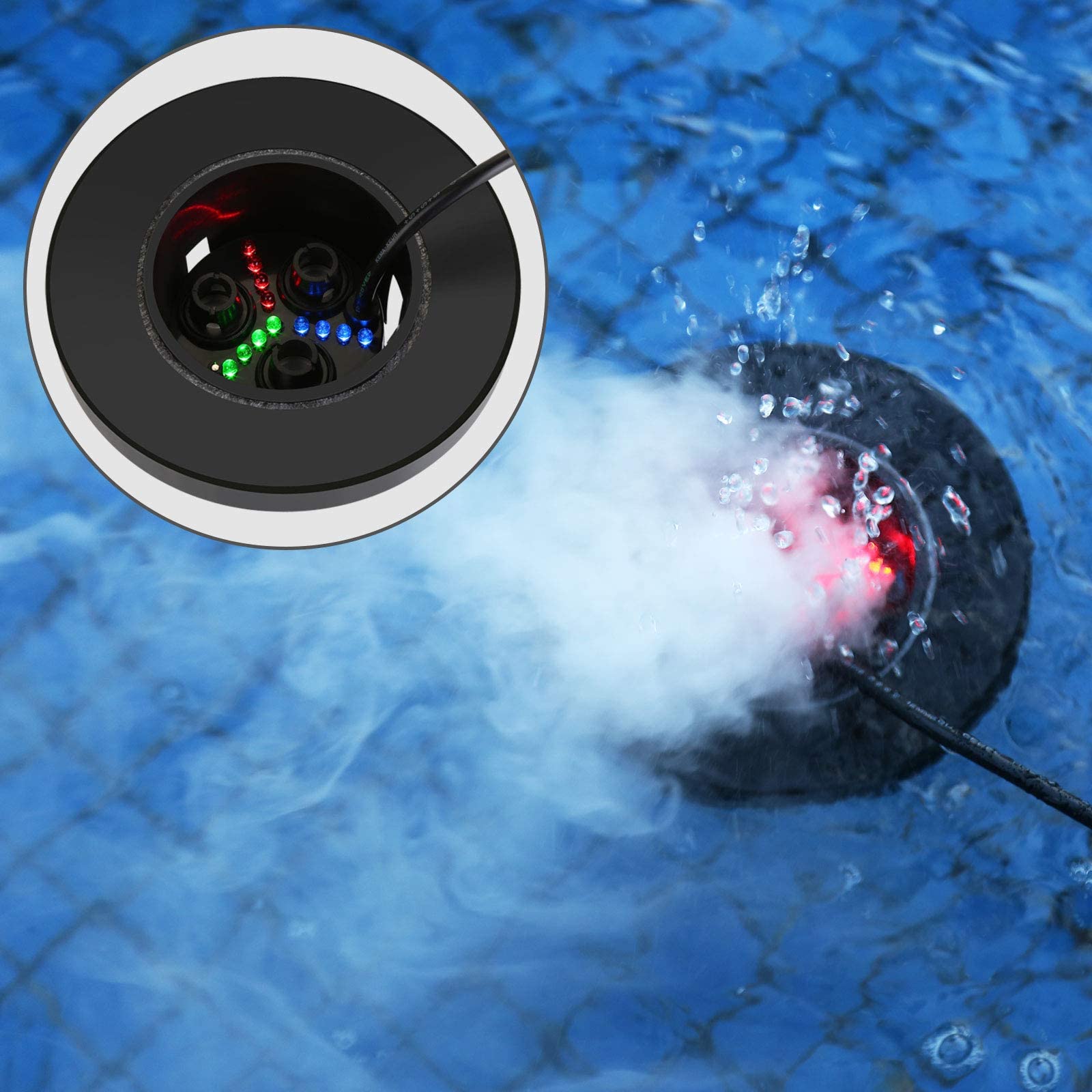 FITNATE Nebulizzatore a ultrasuoni a 3 teste per nebbia, nebulizzatore a ultrasuoni in plastica, con dischi di ricambio per fontana d'acqua, stagno, acquario, giardino roccioso, lavandino, 1500 ml/H
