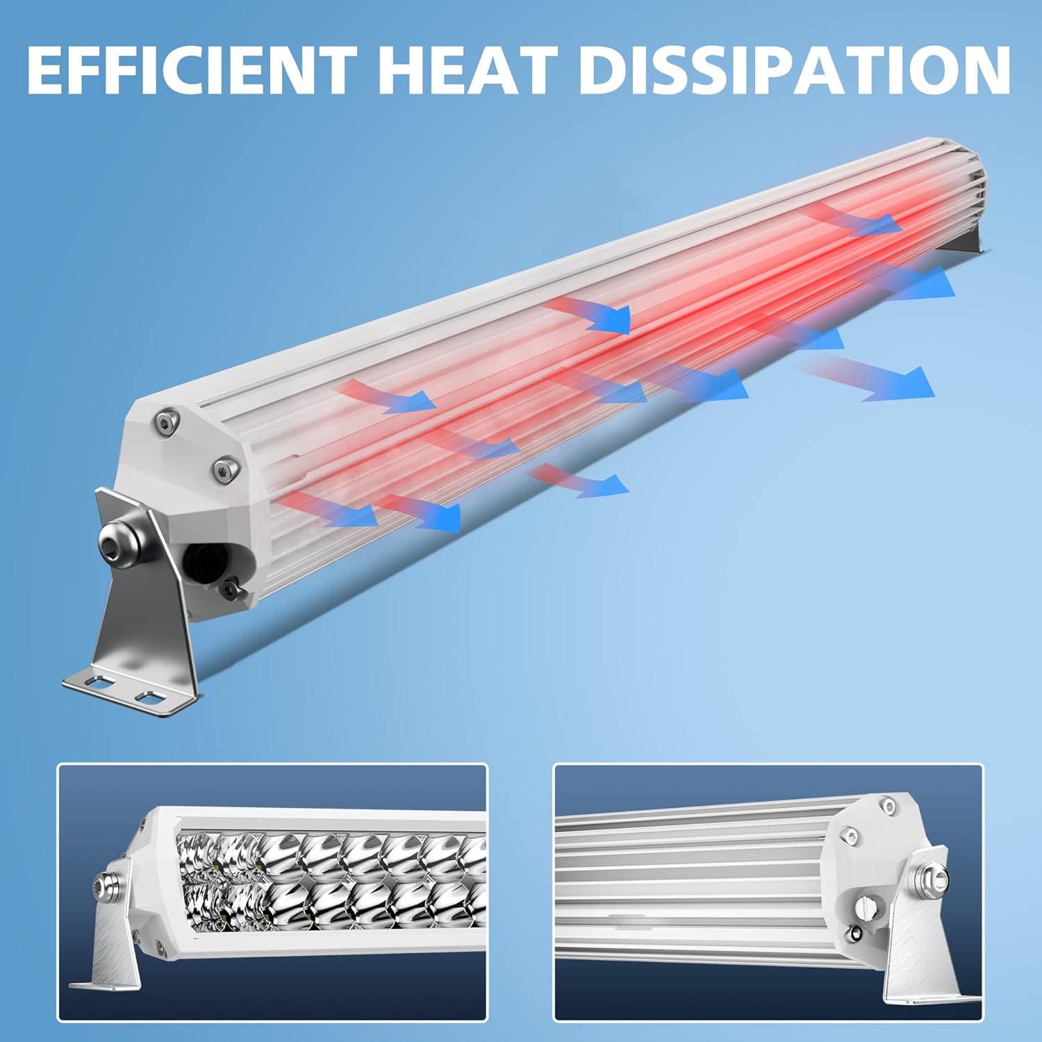 4WDKING 22 Inch LED Light bar, IP68&IP69K Waterproof Led Boat Light, White Dual Row Flood and Spot Combo Beam Off-Road Lights for Pickup 4x4 Truck ATV UTV Boat