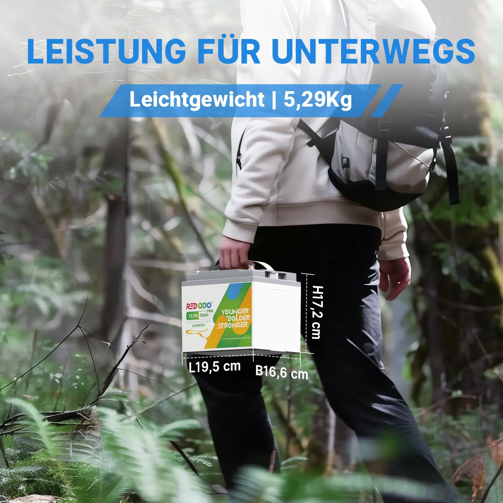 Redodo 3er Pack 12V 50Ah Pro LiFePO4 Lithium Batterien, leicht und tragbar, mit Hochtemperaturschutz, 12,8V je 640Wh, ideal als Ersatzbatterien für Wohnmobil, Notstrom und Überwachungssysteme