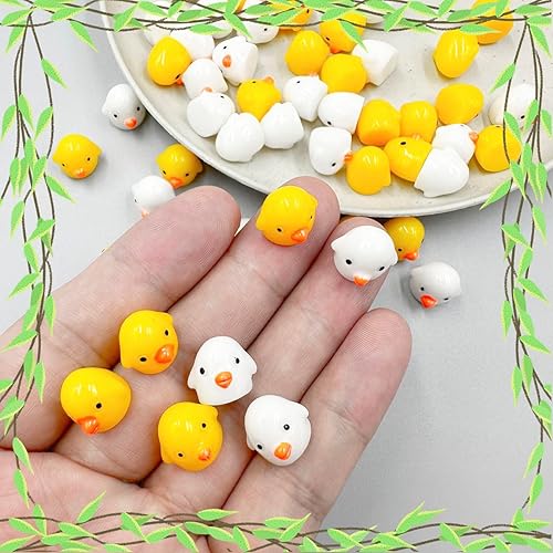 Miniatura 6 de Mini figuras de pollo, 60 piezas de resina en miniatura de pollo, adornos de pollos pequeños, animales, modelo de hadas, jardín en miniatura, musgo,