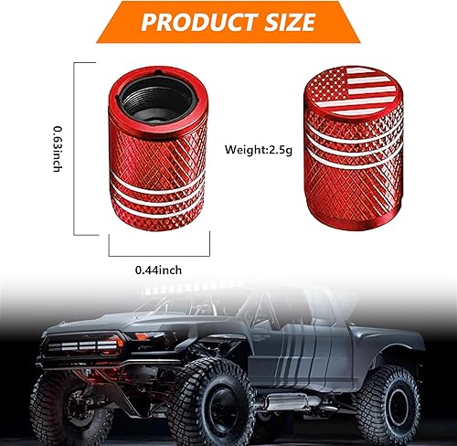 Miniatura 2 de Kewucn 5 tapas de vástago de válvula de neumático, cubierta de vástago de válvula de aleación de aluminio con forro de plástico de anillo de goma,