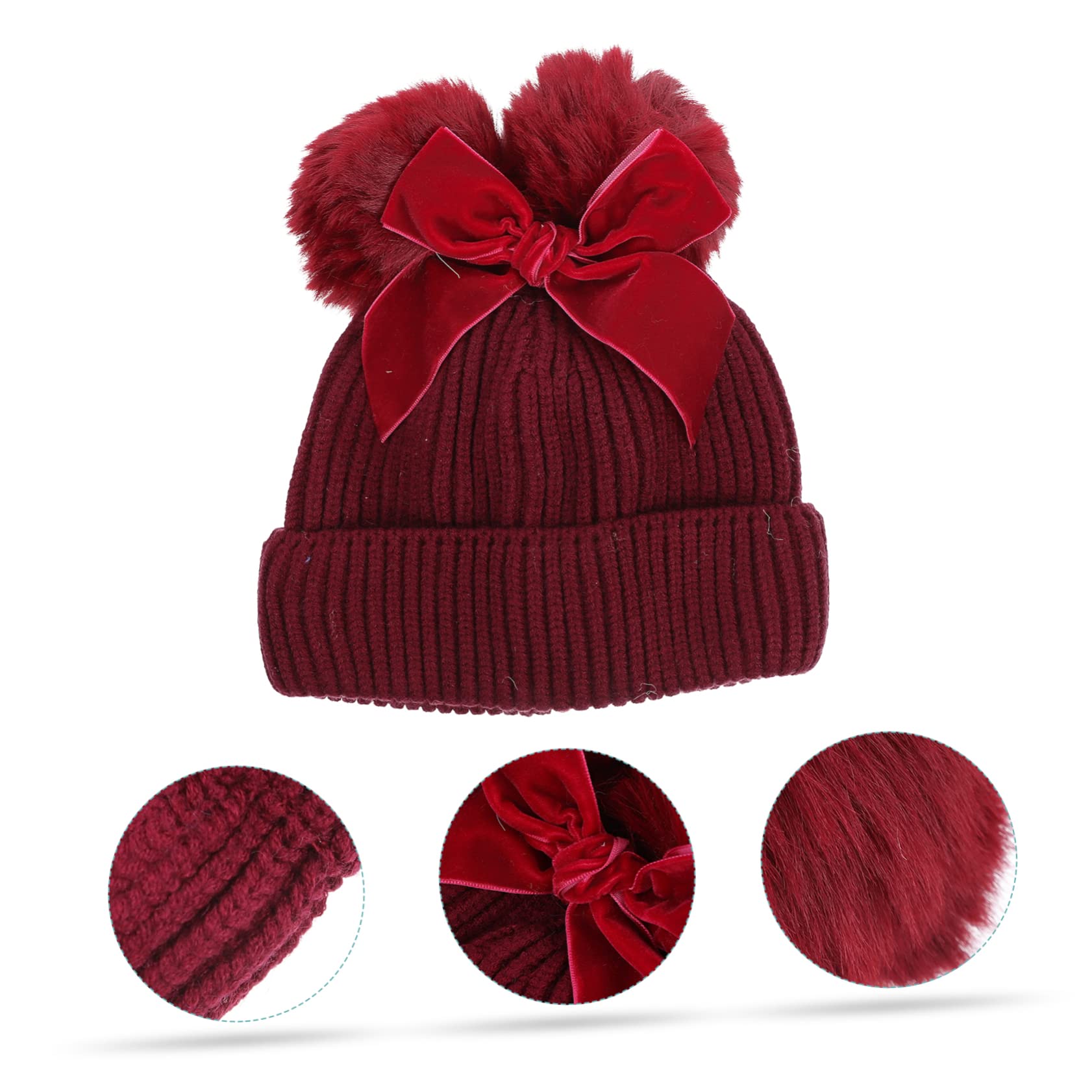 COLLBATH 3 Uds Gorro De Punto para Niños Gorro para Recién Nacido Gorro De Lana con Lazo Gorro Tejido con Lazo para Niños Gorro Tejido Cálido para Gorros De Punto para Mujeres