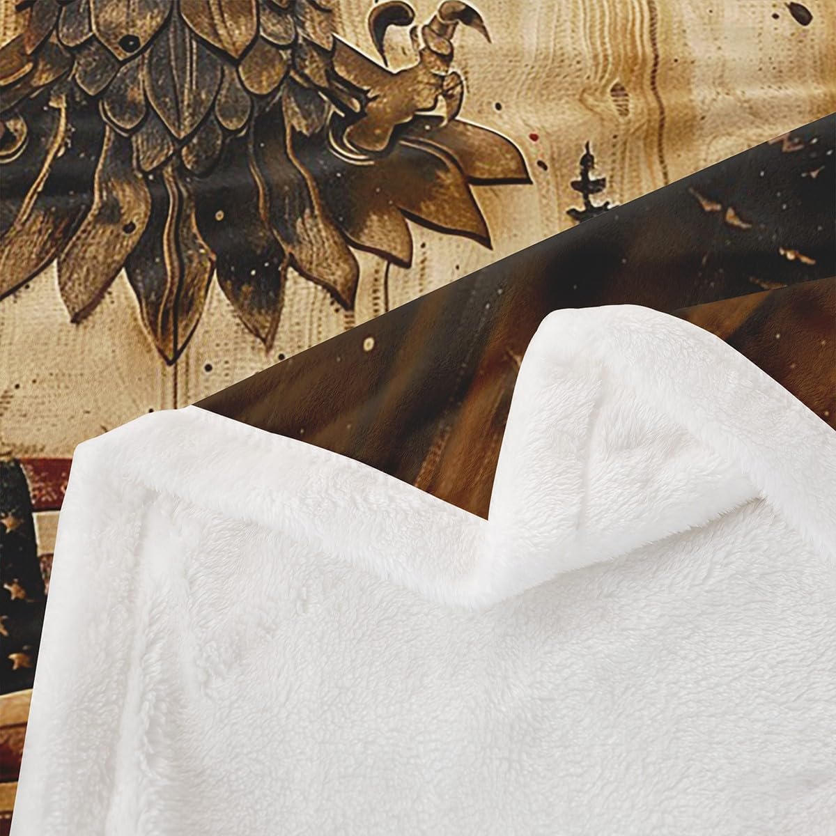 Eagle Print Fleece BlanketVintage American Flag Plush Blanket for Kids Teens Boys Girls,Birds Wildlife Animal Blanket for Sofa Bedroom Office Travel All Season,Twin 60"x80"