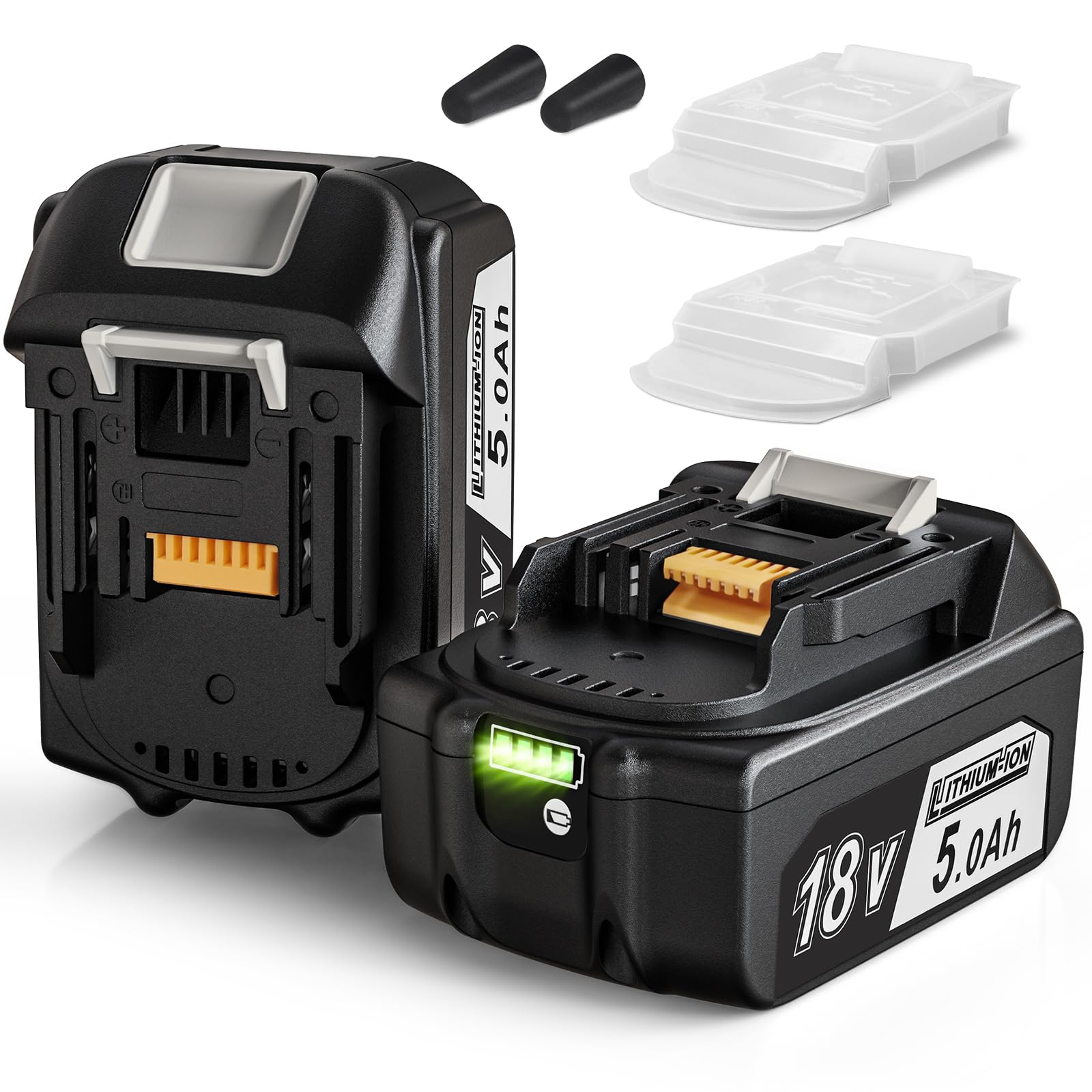2 sztuki 18 V 5000 mAh akumulator zamienny do Makita BL1850 BL1850B BL1860B BL1860 BL1840B BL1840 BL1830 BL1835 BL1845 194204-5 LXT-400 ze wskaźnikiem LED z pokrywą baterii