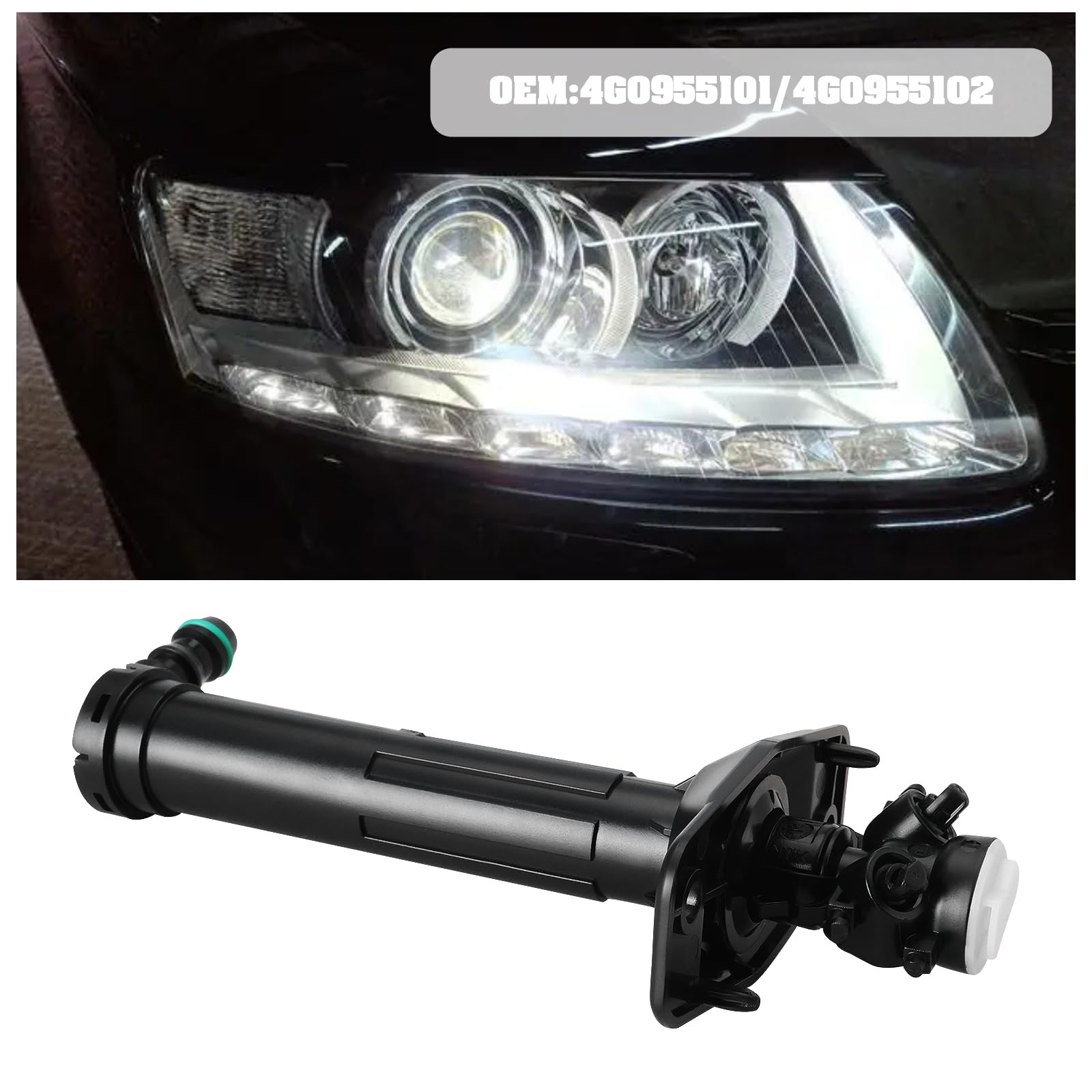 1 ugello di ricambio per lavafaro destro per auto, 4G0955102, compatibile con Audi A6 (2011-2018) compatibile con A6 Allroad (2012-2018)