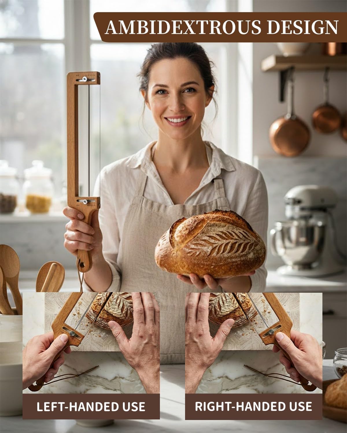 Bread Slicer for Homemade Sourdough Bread - Adjustable Manual Bread Cutter with Guide - Includes Bread Lame Scoring Tool