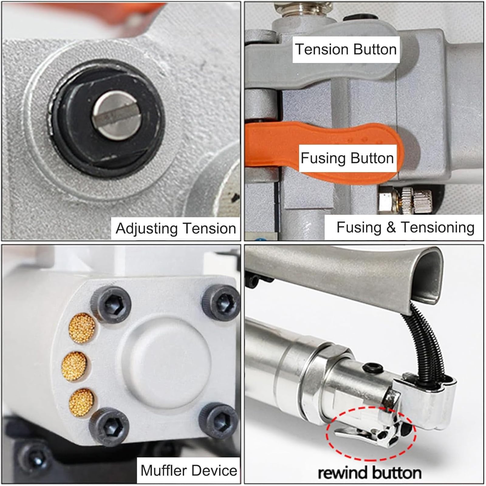 Pneumatyczne Urządzenie do Taśmowania, Maszyna do Taś PET/PP 3500N | Taśmy PET PP 13-19mm/19-25mm, Czas Zgrzewania 2-5S, Automatyczne Narzędzie do Taśmowania Palet, Kartonów(A19)