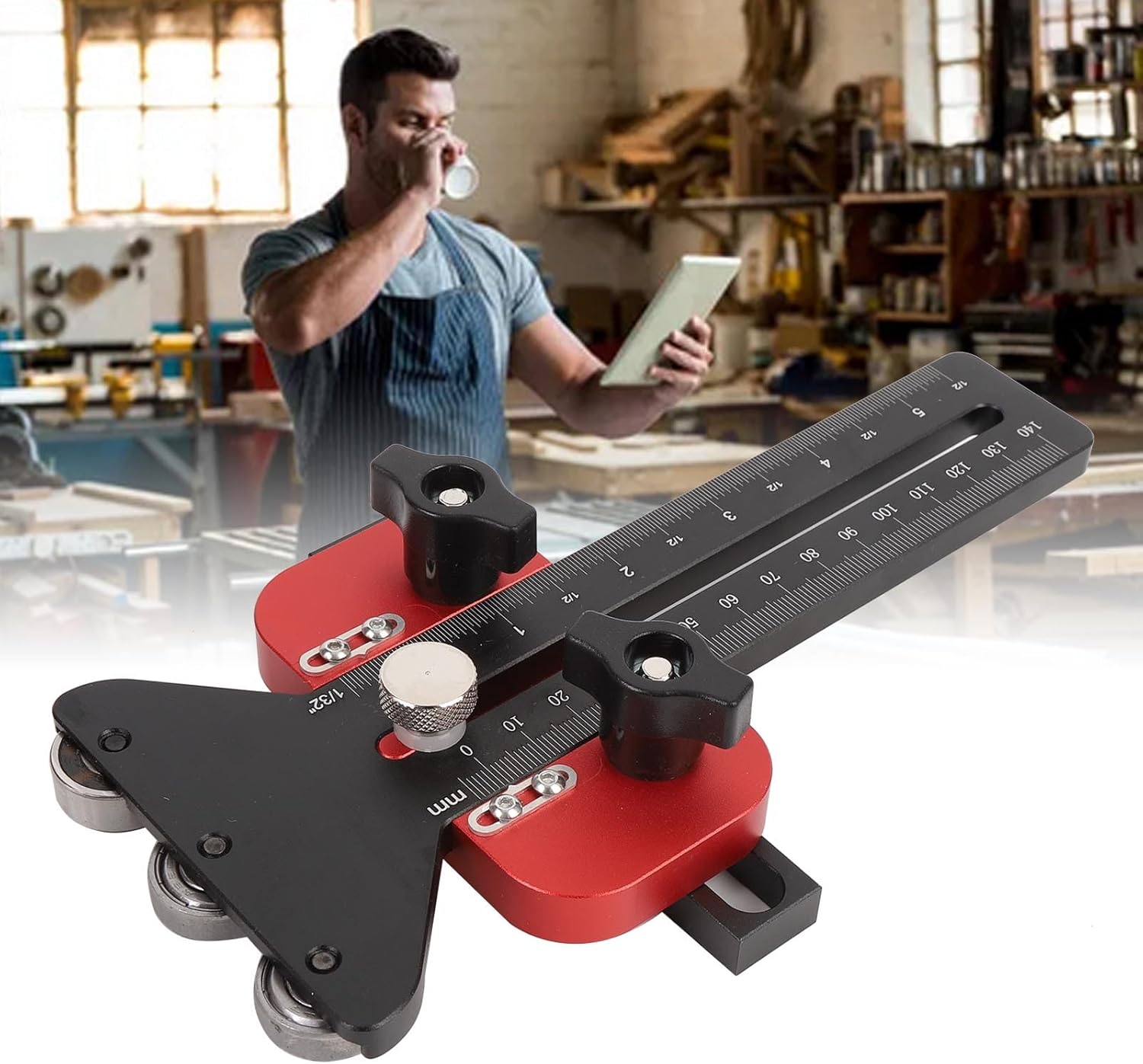 FTVOGUE Table Saw Jig 3 Pulleys Aluminum Alloy Thin Rip Jig with U Slot Fast Adjustment for Woodworking