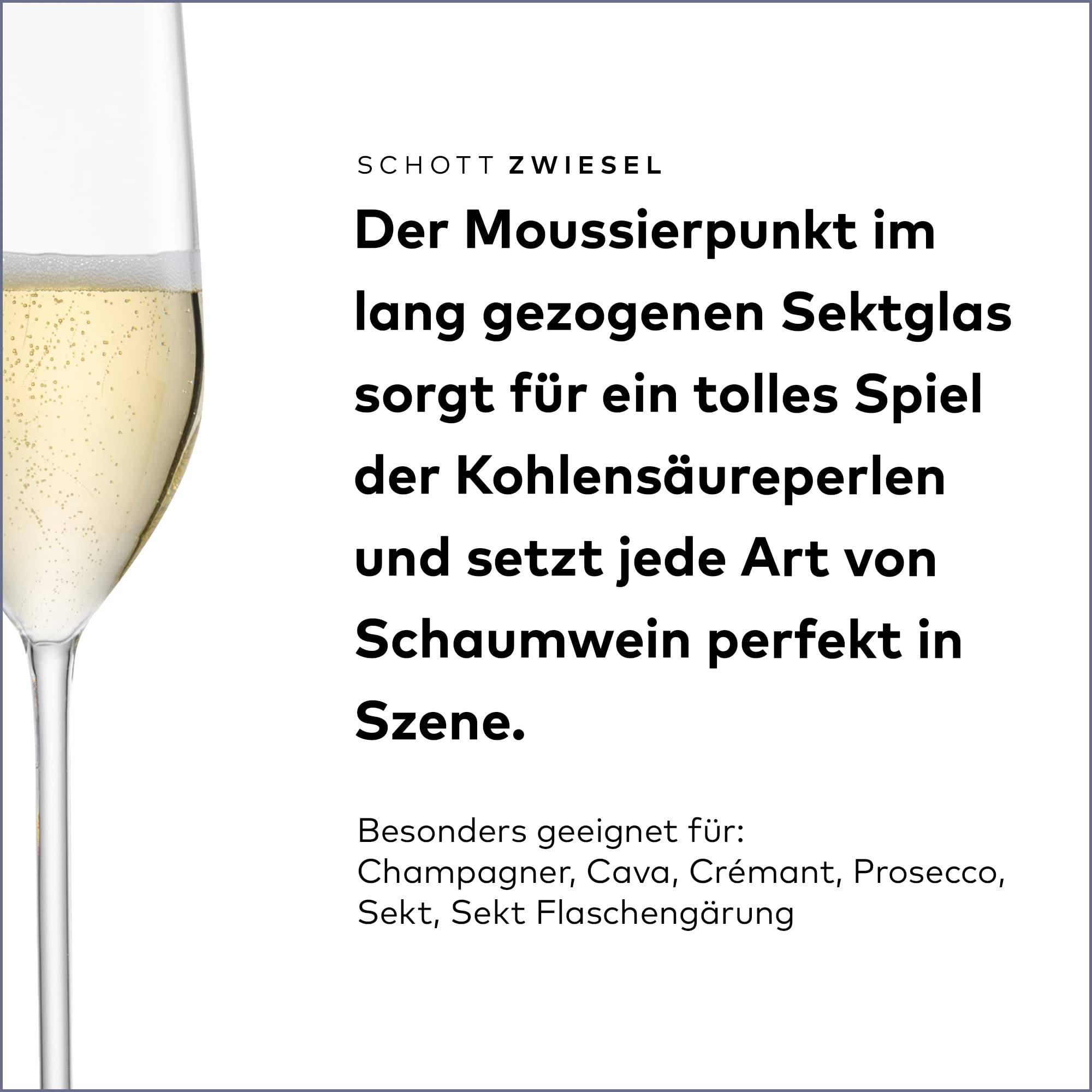 SCHOTT ZWIESEL Kieliszki do szampana Fortissimo (zestaw 4 szt.), eleganckie kieliszki do szampana z punktu musującego, nadają się do mycia w zmywarce, Made in Germany (nr art. 123686)
