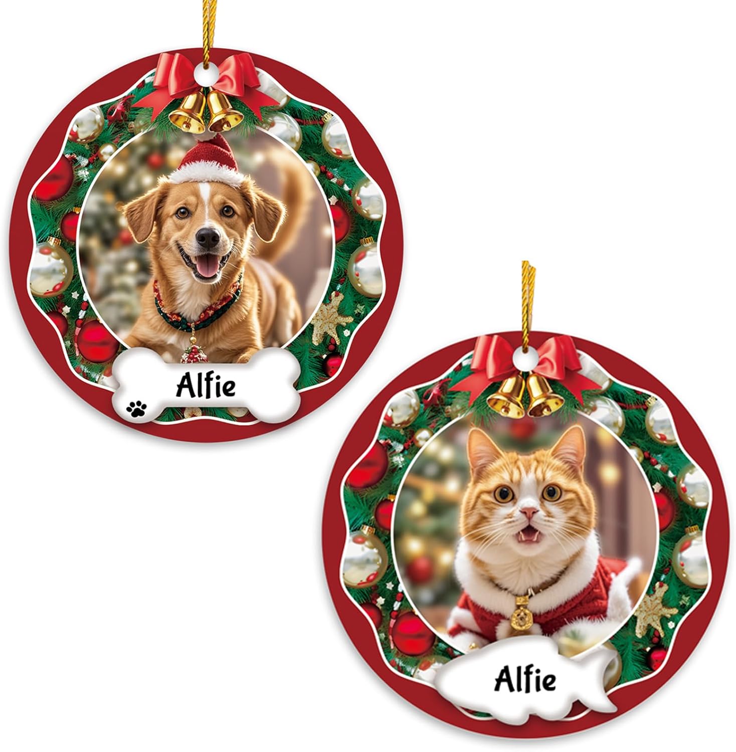 witfox Personalized Dog Christmas Ornaments 2024 Cat
