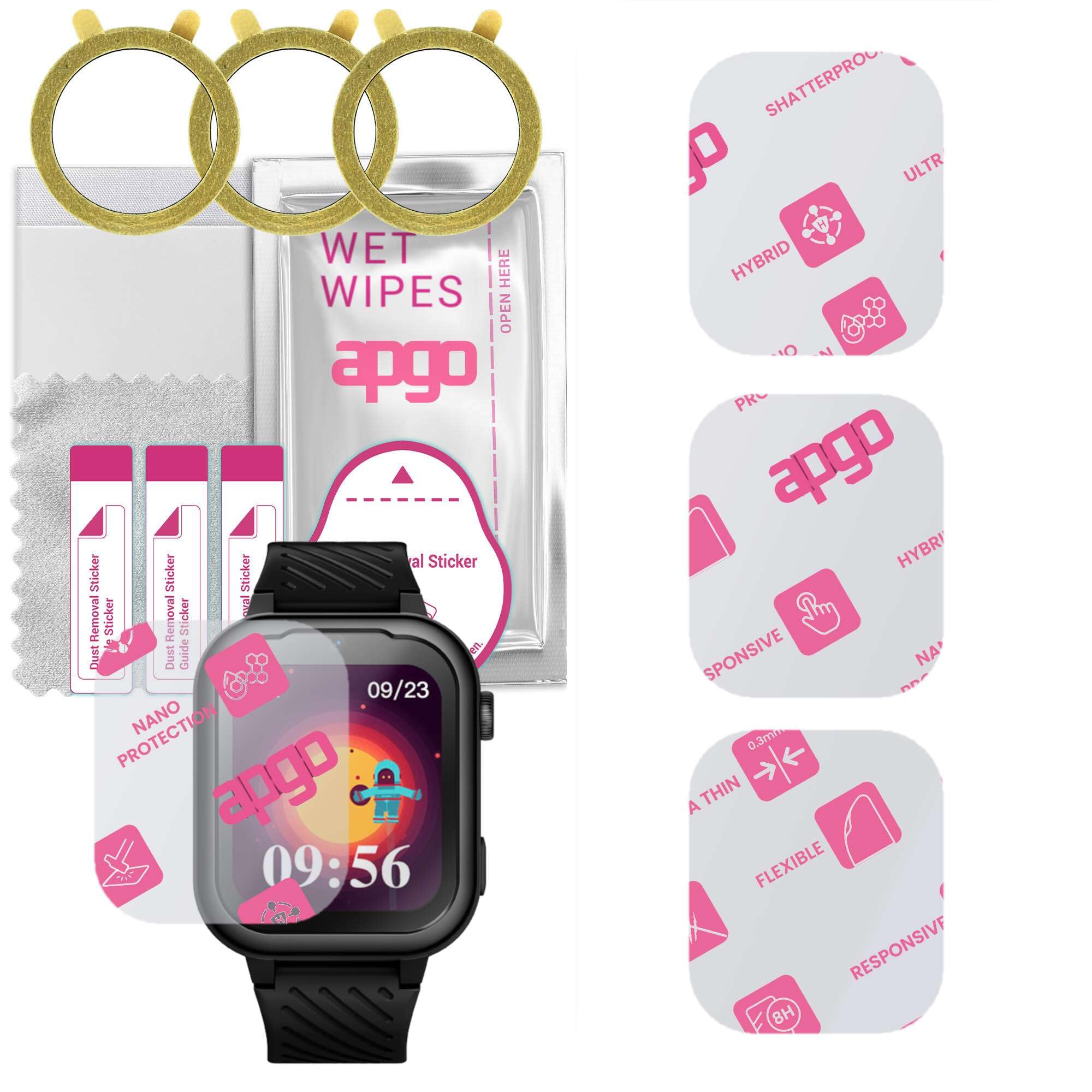 3x apgo Ultra-Clear Hybrid szkło ochronne do Garett Kids Essa 4G, elastyczne szkło nano, świetna alternatywa dla szkła hartowanego, odporne na zarysowania, pełny klej