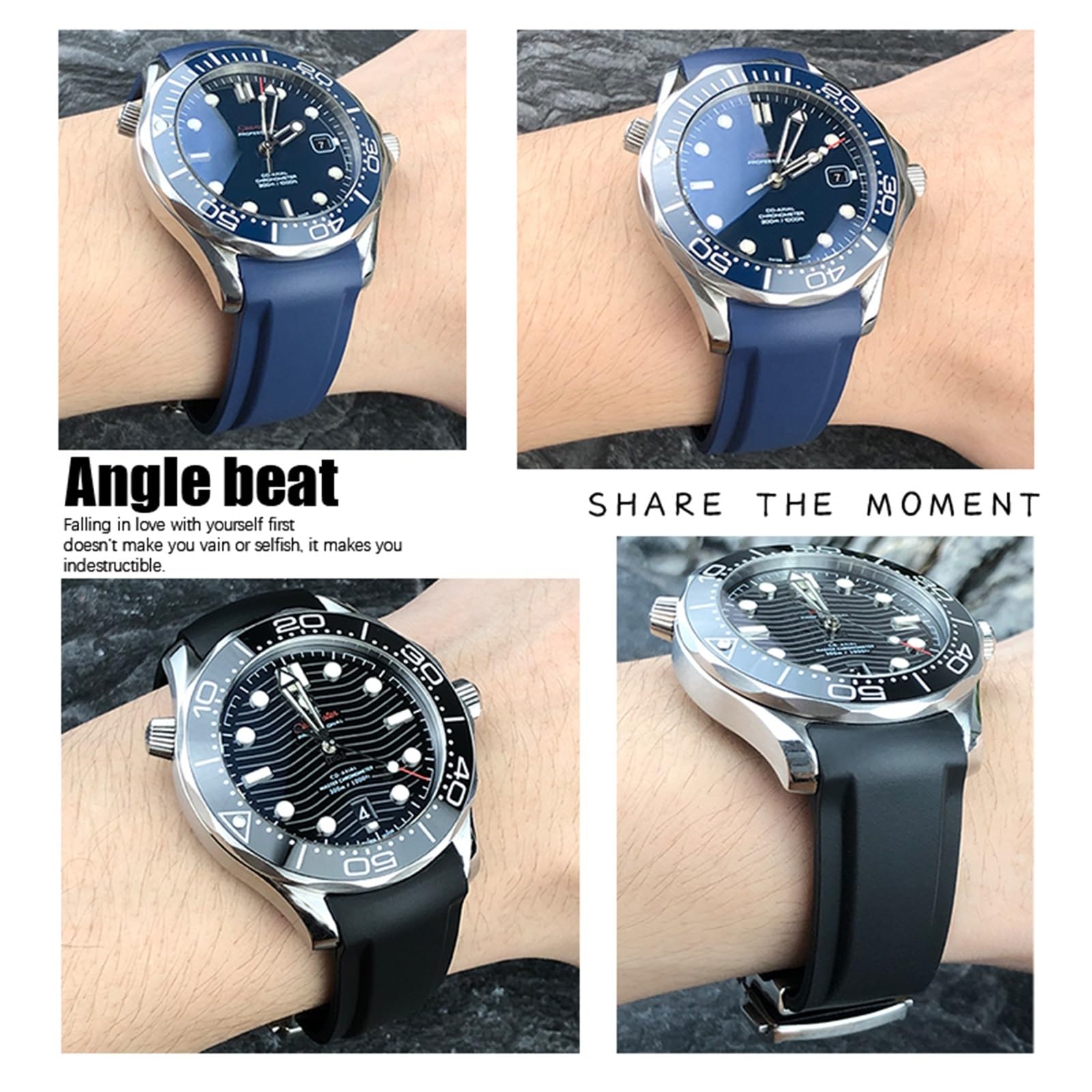 SERDAS Cinturini in gomma 19mm 20mm 21mm 22mm per cinturino orologio sportivo impermeabile Omega Seamaster Planet Ocean