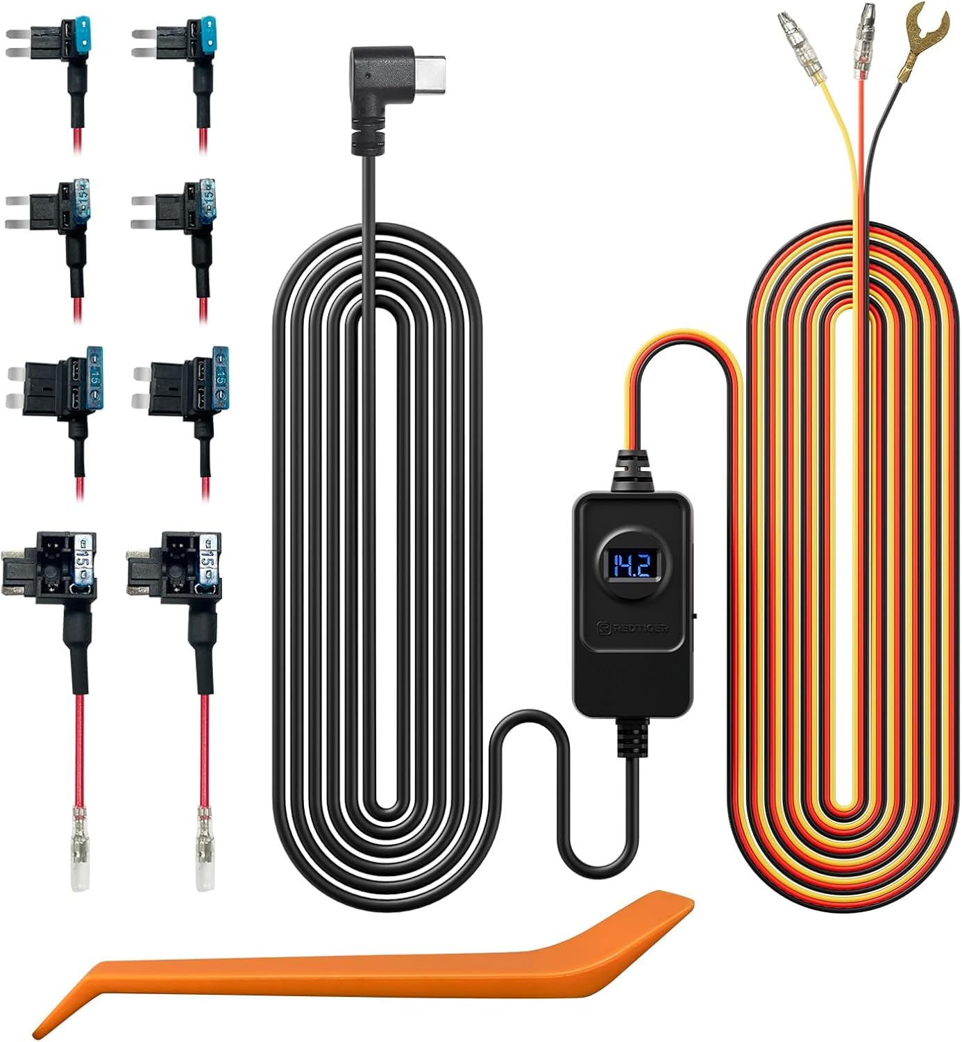 ジョンデリアン REDTIGER Hardwire Kit for Dash Cameras with Voltage Indicator