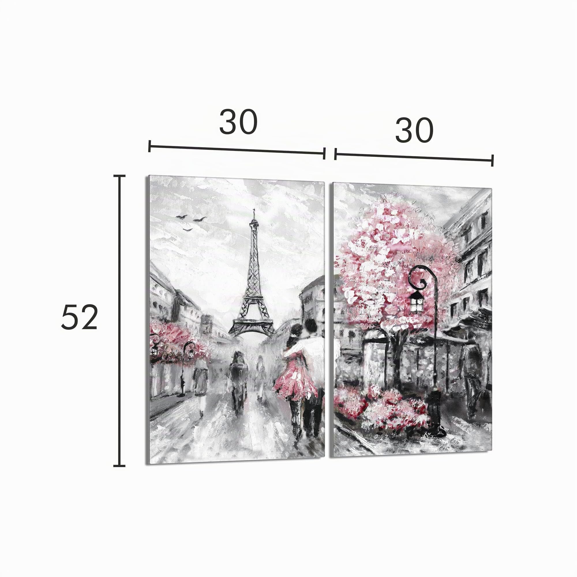 Tabla de cortar decorativa de cristal templado y cubre vitro, Placa protectora de vitrocerámica 30 x 52 cm 2 piezas, para inducción, protección contra salpicaduras, decoración, PARÍS
