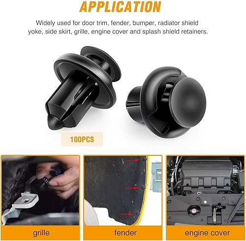 Miniatura 6 de GOOACC 100 clips de remache de guardabarros GRC-45 91503-SZ3-003 de 0.394 in, 1 removedor de sujetadores adicionales para Honda y Acura