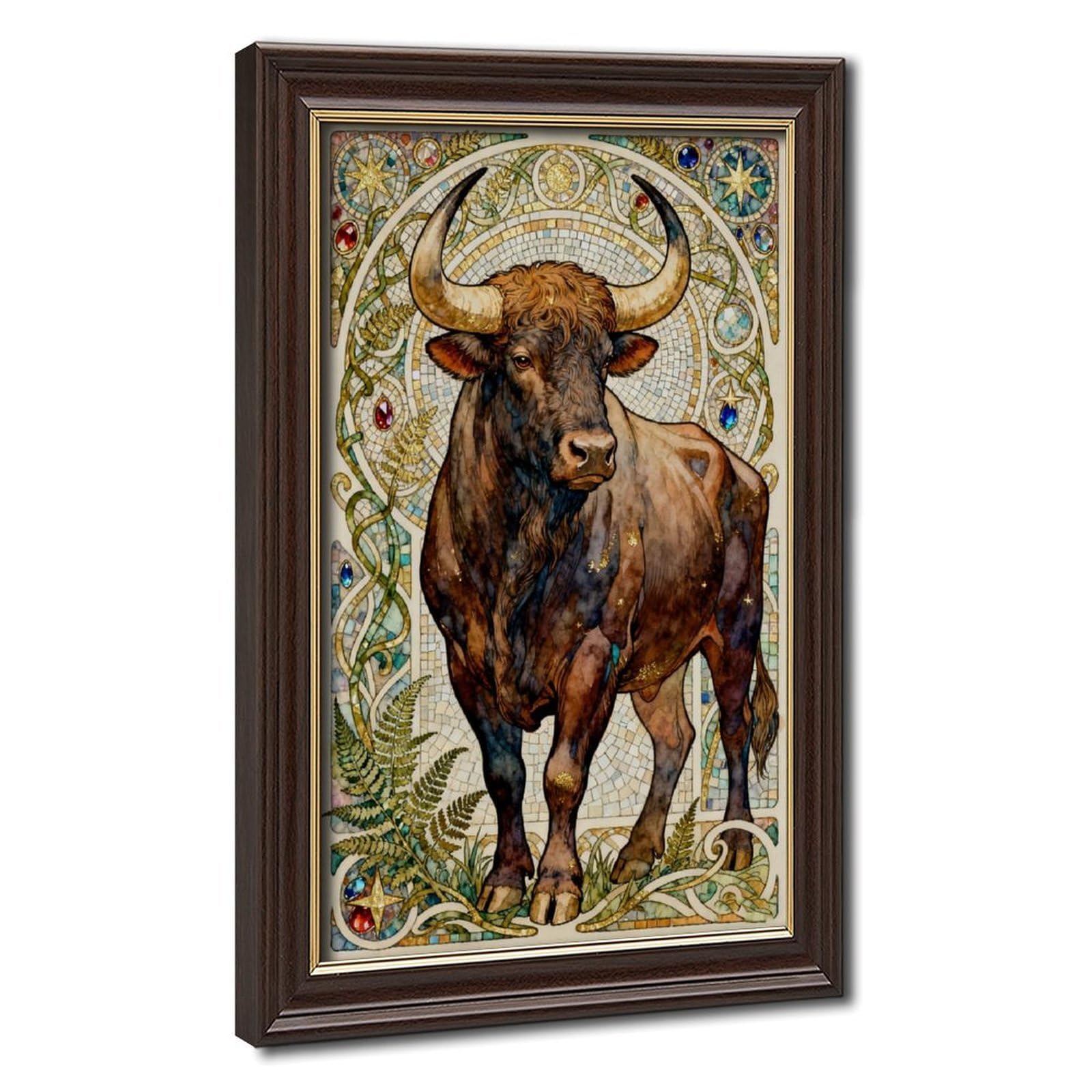 Bareronor Mokume Gane Frame-Style Retro Luxury Cow Canvas Poster For Dorm Room Decor Gift
