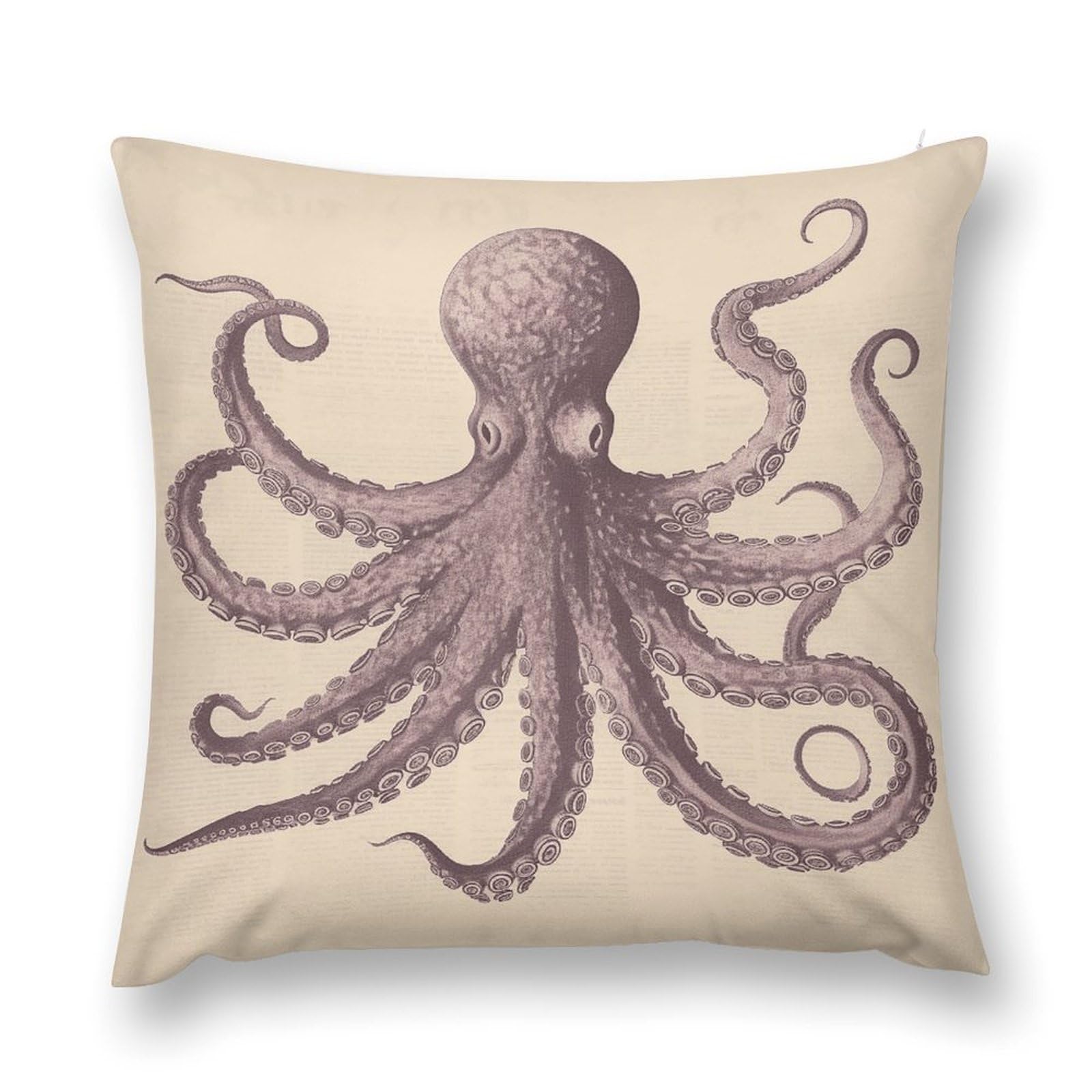 MUSM Vintage Octopus Throw Pillow Cover 26 "x26 Wrinkle&Fade Resistant Cozy Soft Plush Pillow Case Protector Double-Sided Personalized Pillowcase Pillow Shams Cushion Cover for Home