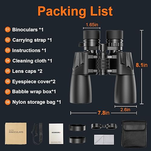 Miniatura 3 de Eadali Prismáticos con zoom de 10-30x50 para adultos, prismáticos militares de alta potencia para observación de aves, viajes, caza, conciertos con