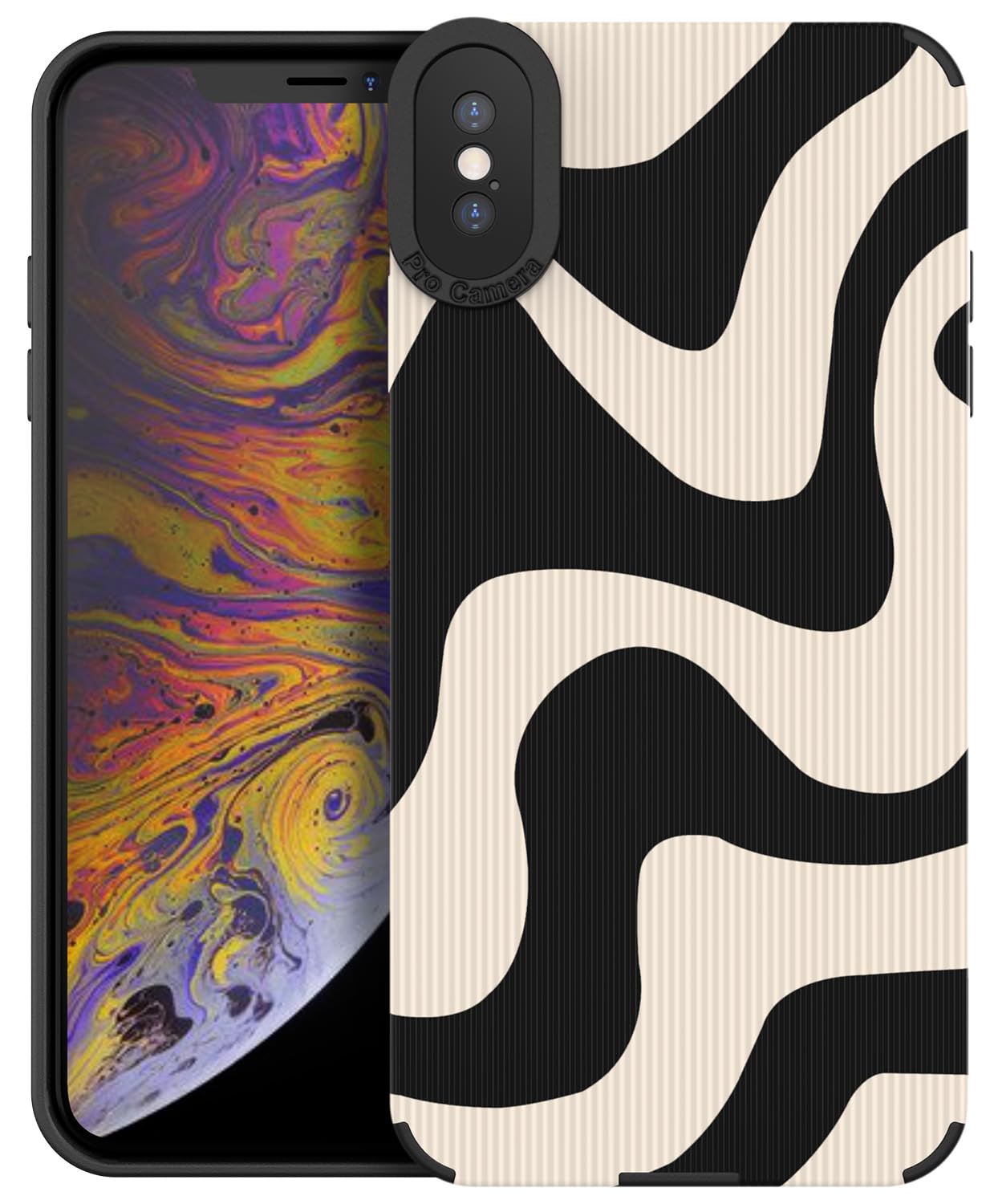 Compatible with iPhone X/XS Cute Wave Pattern Case for Women Girls,Soft TPU Anti-Bump Phone Case Zebra Pattern Design Silicone Case for iPhone X/XS - White