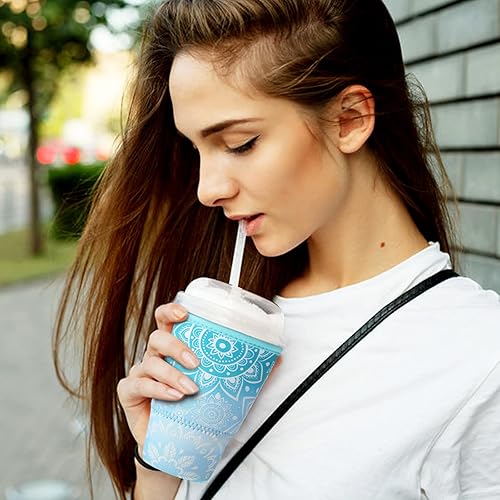 Vista 18 de Patelai Funda aislante reutilizable para café helado, 4 piezas, para bebidas frías, bebidas y soporte para la mayoría de los cafés