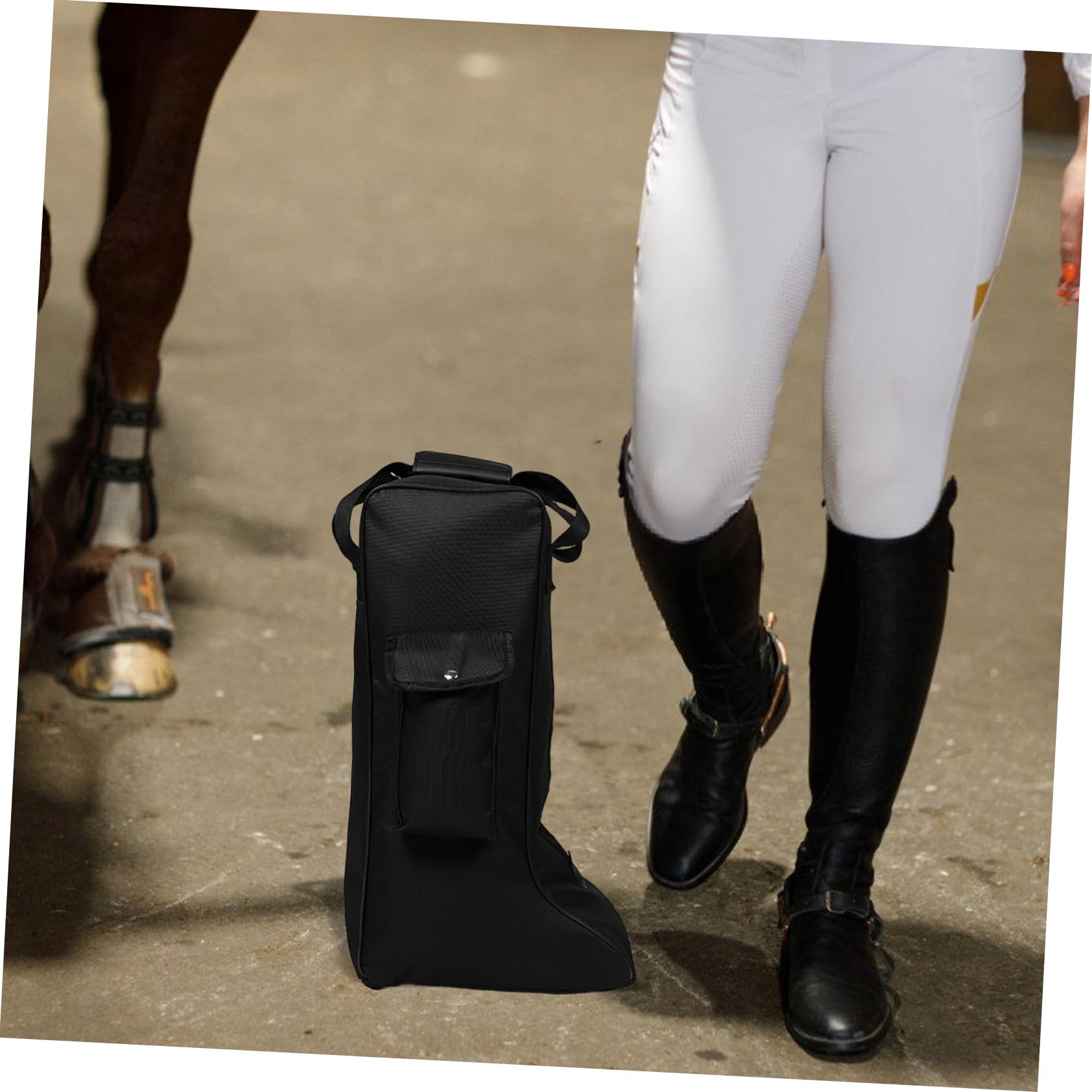Alipis Borsa Porta Stivali da Equitazione Oxford, Nero, Tasca Frontale, Compatta e Portatile, per Escursioni e Competizioni