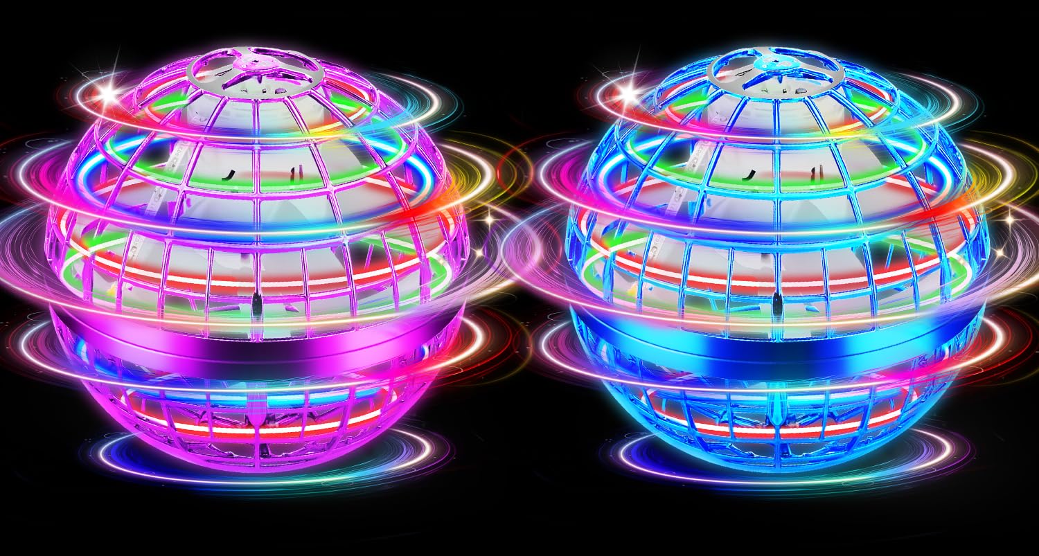 NWLAEWR Flying Orb Ball Toy, 2026 Upgrade Hand Controlled Hover Ball with LED Lights,360° Rotating Boomerang Globe Cool Mini Drone, Ideal Birthday&