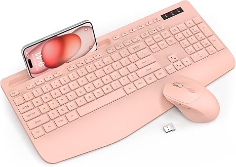 Wireless Keyboard And Mouse Combo - Full-Sized Ergonomic Keyboard With Wrist - View #9