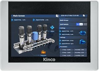 Kinco GK Integrated HMI & PLC Controller, Up to 50 I/O Points, Ethernet, Modbus TCP/RTU, 7" TFT HD Touchscreen Display, Programmable Logic Controller for Packaging, Conveyors, Dosing & Process Control