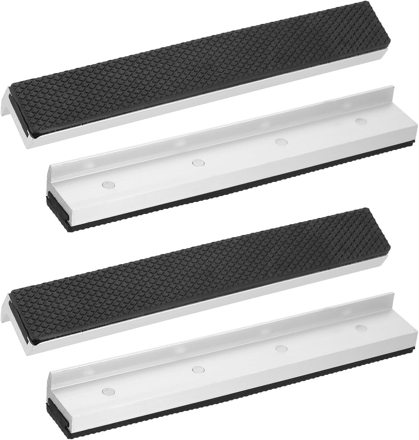 HARFINGTON 2 Set Vise Jaw Pads 8" Aluminum Magnetic Vise Soft Jaws Standard Anti-Scratches Vice Covers Tools for DIY Making Woodworking Clamping Plumbing, Silver/Black