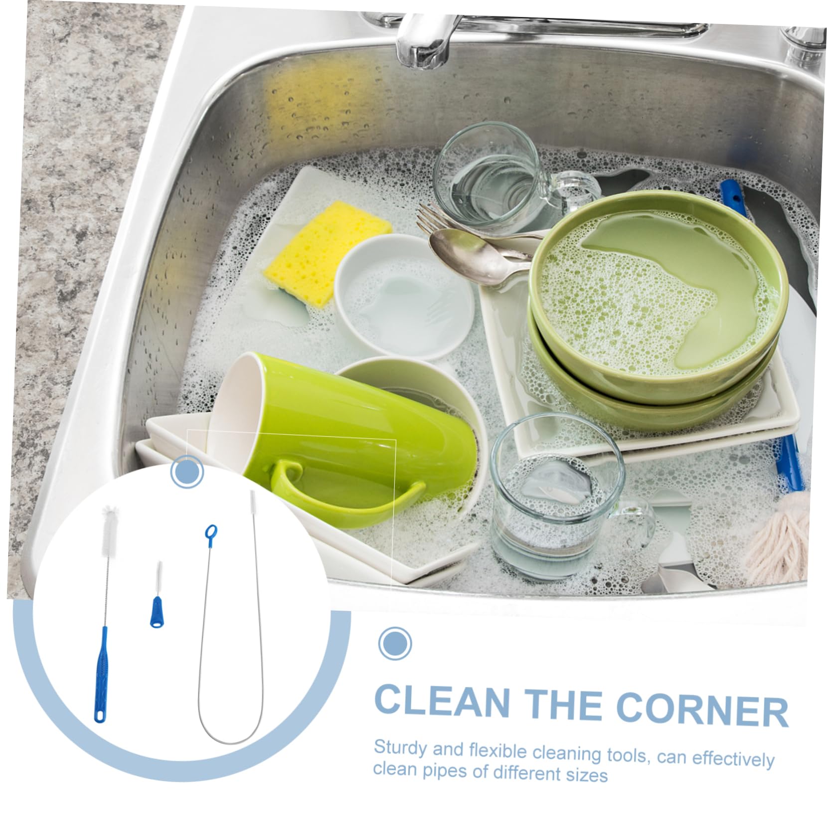 Didiseaon 3pcs Flexible Straw Bottle Brush Set Straw Tube Cleaner Easy to Clean Sturdy Non-Scratch Home Cleaning Supplies Random