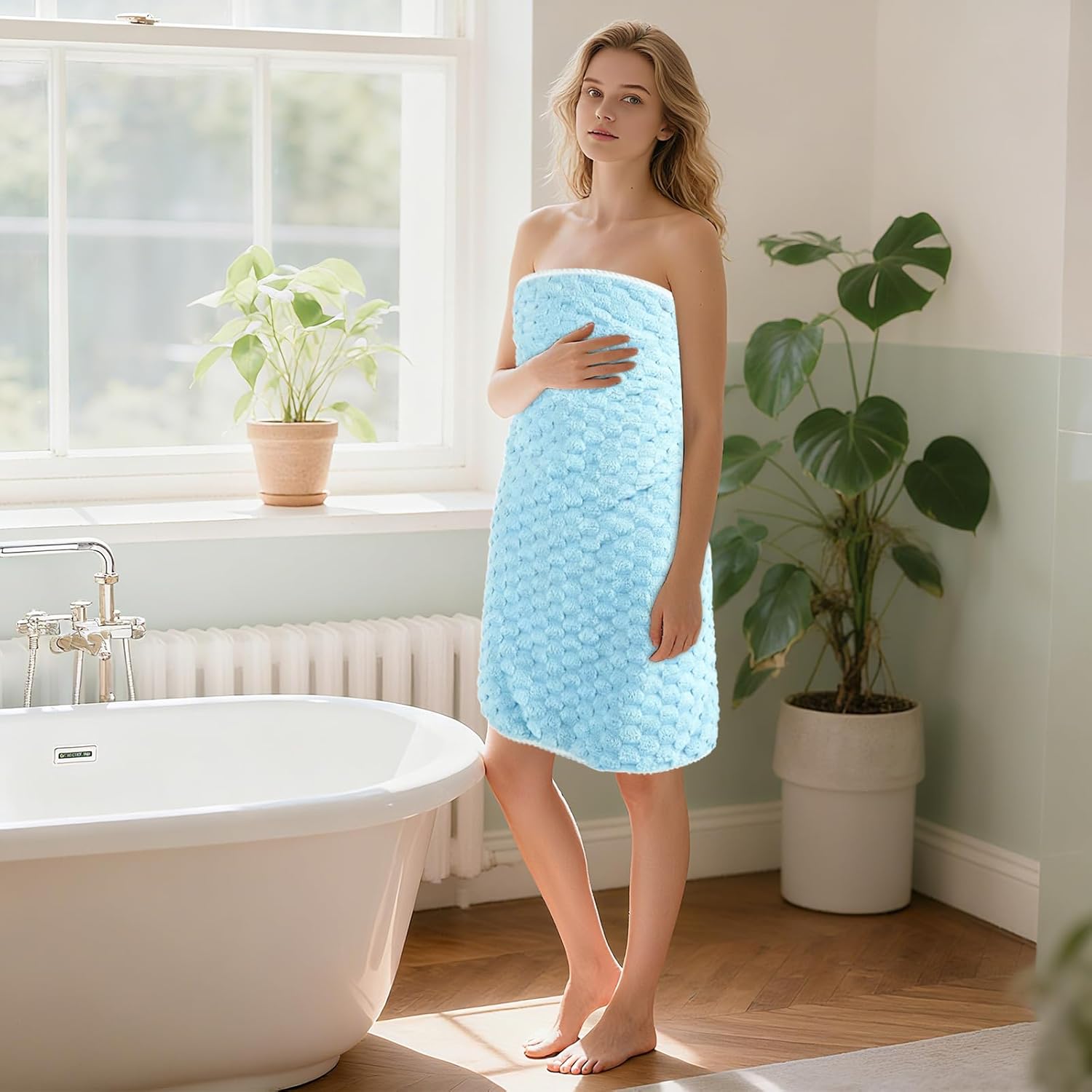 Extra Large Microfiber Bath Towels, 2-Pack, 35″ x 70″, Super Absorbent, Quick Dry, Plush and Fluffy, Luxury Towel Set for Bathroom, Spa, Gym, Travel - Blue