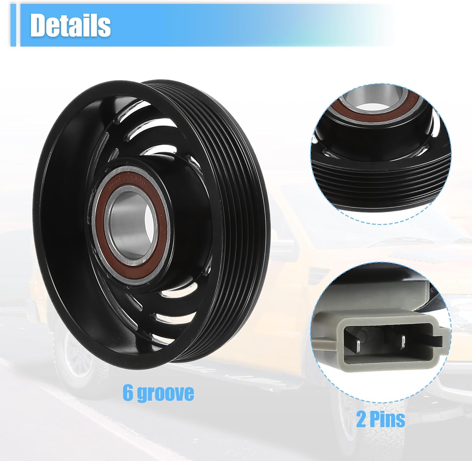 X AUTOHAUX 1 Set AC Compressor Clutch Replacement for Ford F-150 8Cyl 5.0L 5.8L 1990-1995