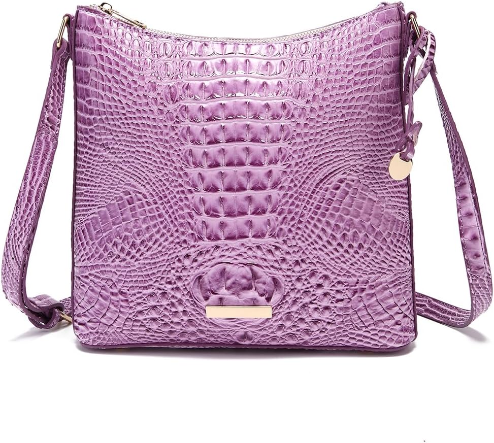 Shoulder Crocodile Flat Handbags for Women trendy Ladies Shoulder Bag Embossed Pattern Leather Crossbody Purse