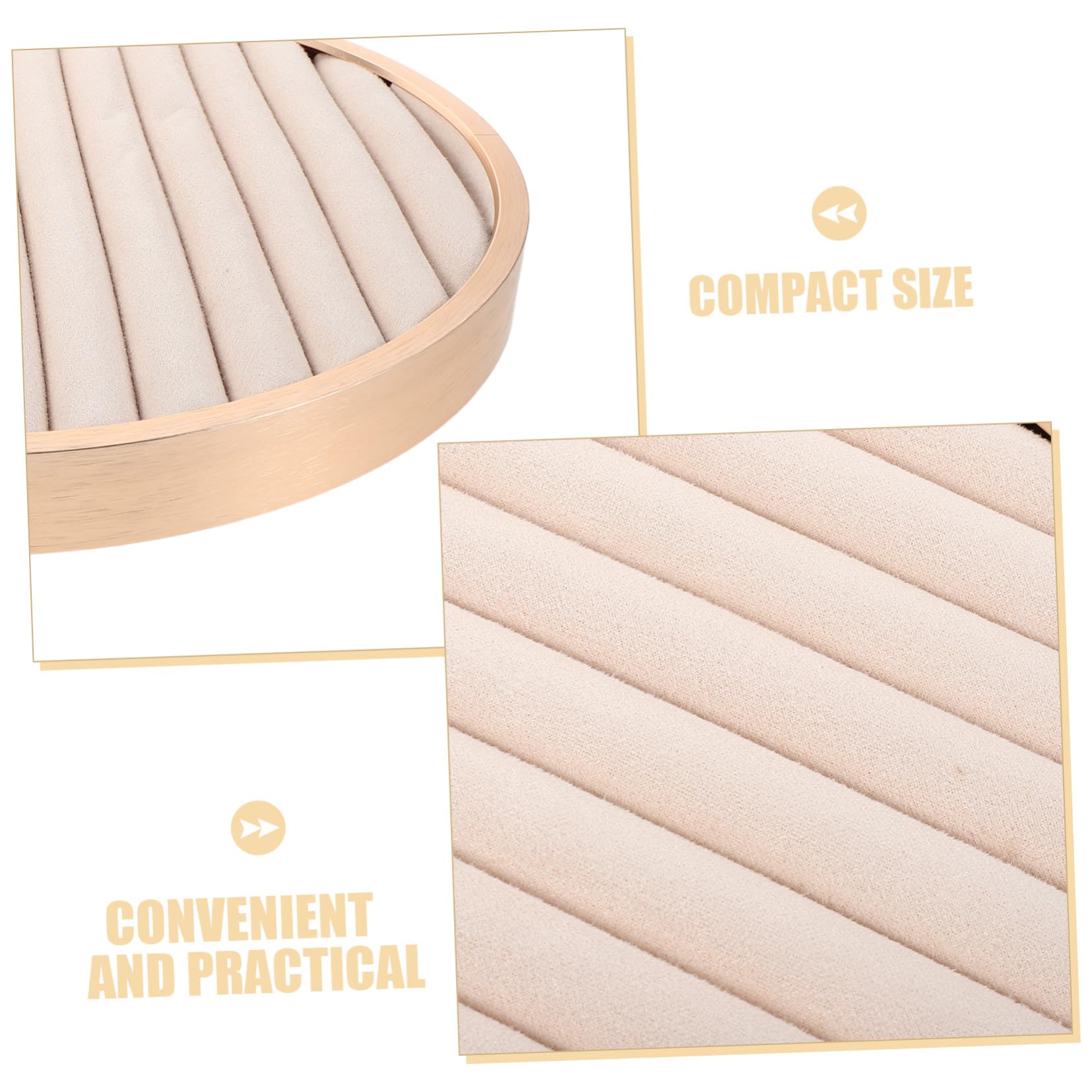 Bandeja Redonda Pequeña de Terciopelo Beige para Joyería Organizador Versátil para Anillos Pendientes y Pulseras Exhibidor Protector para Tienda y Uso Personal