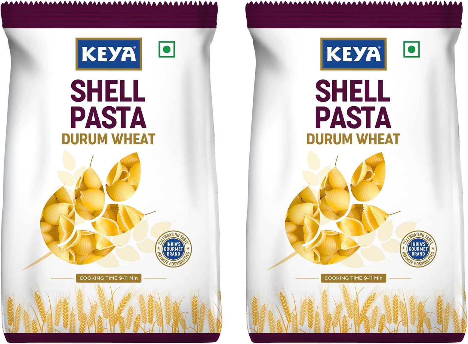 No Maida 100% Durum Wheat Shell Pasta 400gm, Pack 2