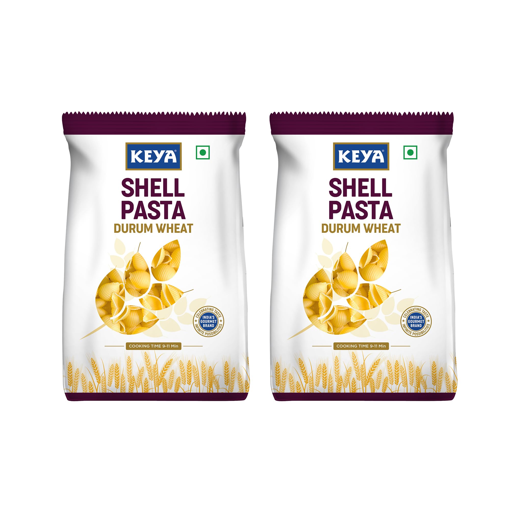 Keya No Maida 100% Durum Wheat Shell Pasta 400gm, Pack 2