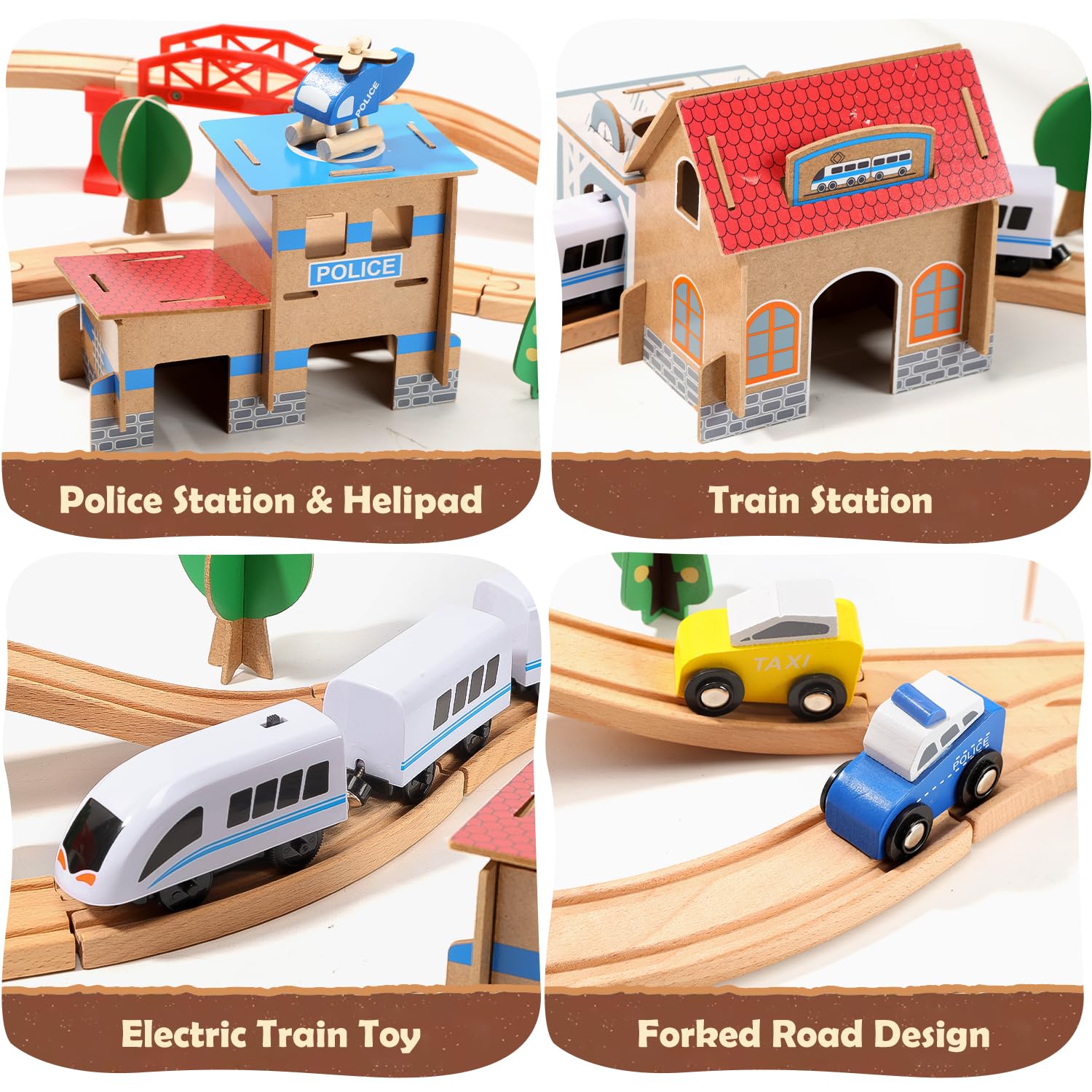 Electric Toddler Wooden Train Set Toy, 88 PCS Train Track Toys for 3 4 5 Years Old Kids, Boys and Girls