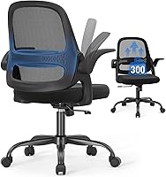 AMSEATEC Ergonomic Mesh Office Chair: Flip-Up Arms, Breathable Back, Thick Cushion, 300 lbs BIFMA Certified Home Office Chair (Black)