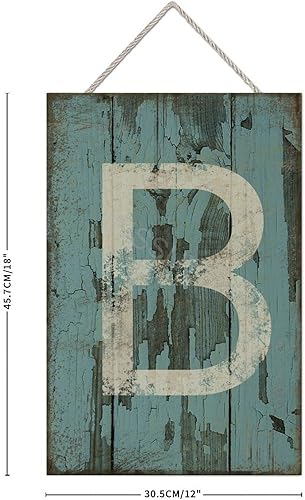 Vista 460 de Letrero colgante de madera con letra A, letrero de madera, decoración del hogar, 26 letras del alfabeto de metal, placa de madera, decoración