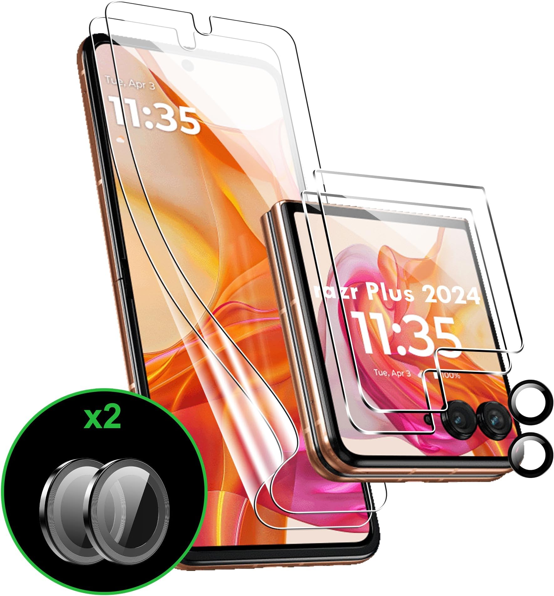 for Motorola Razr Plus 2024 Screen Protector（Self-Healing TPU Film with Camera Lens Protector,HD,Anti-Scratch, 2+2+1 PACK(not glass)