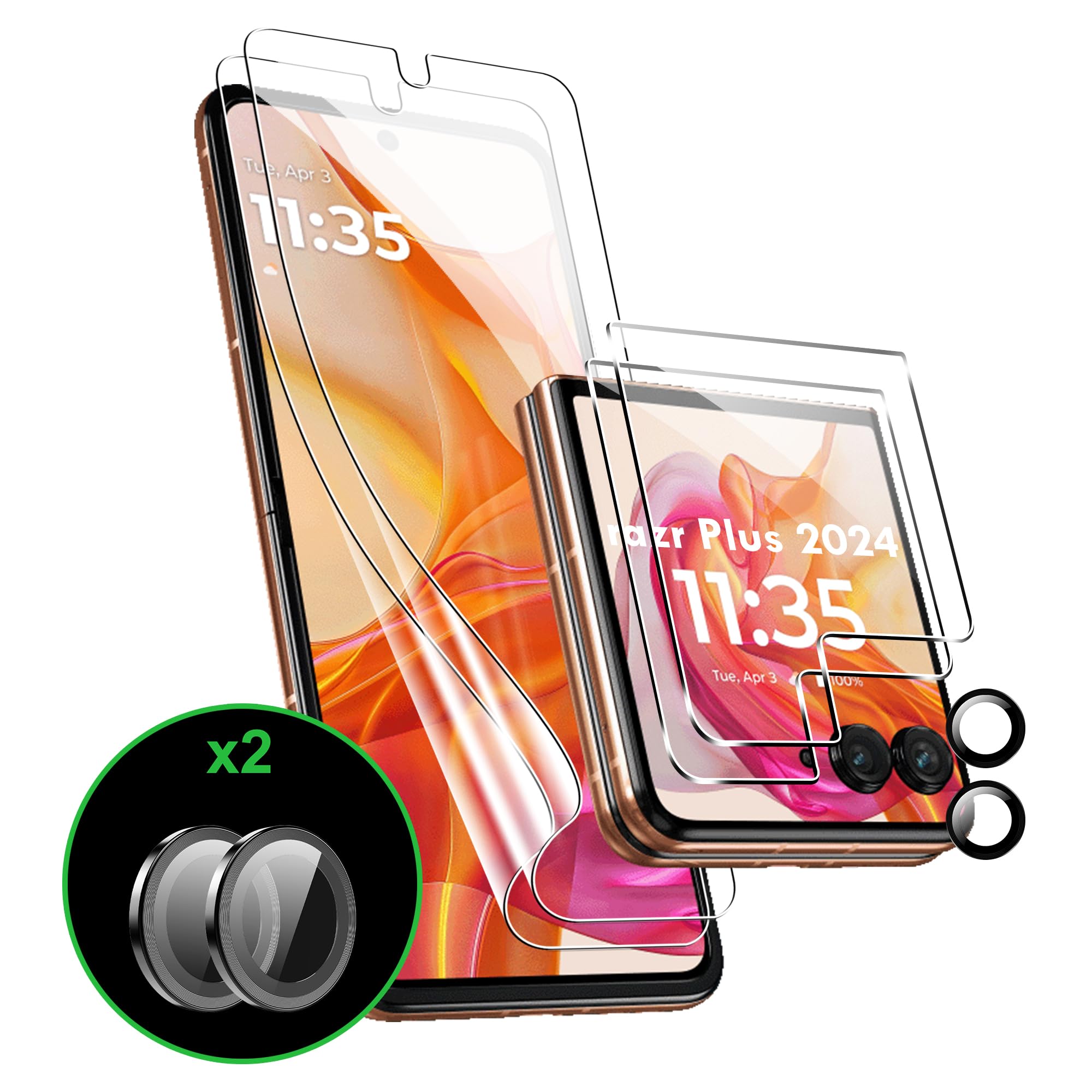 for Motorola Razr Plus 2024 Screen Protector（Self-Healing TPU Film with Camera Lens Protector,HD,Anti-Scratch, 2+2+1 PACK(not glass)