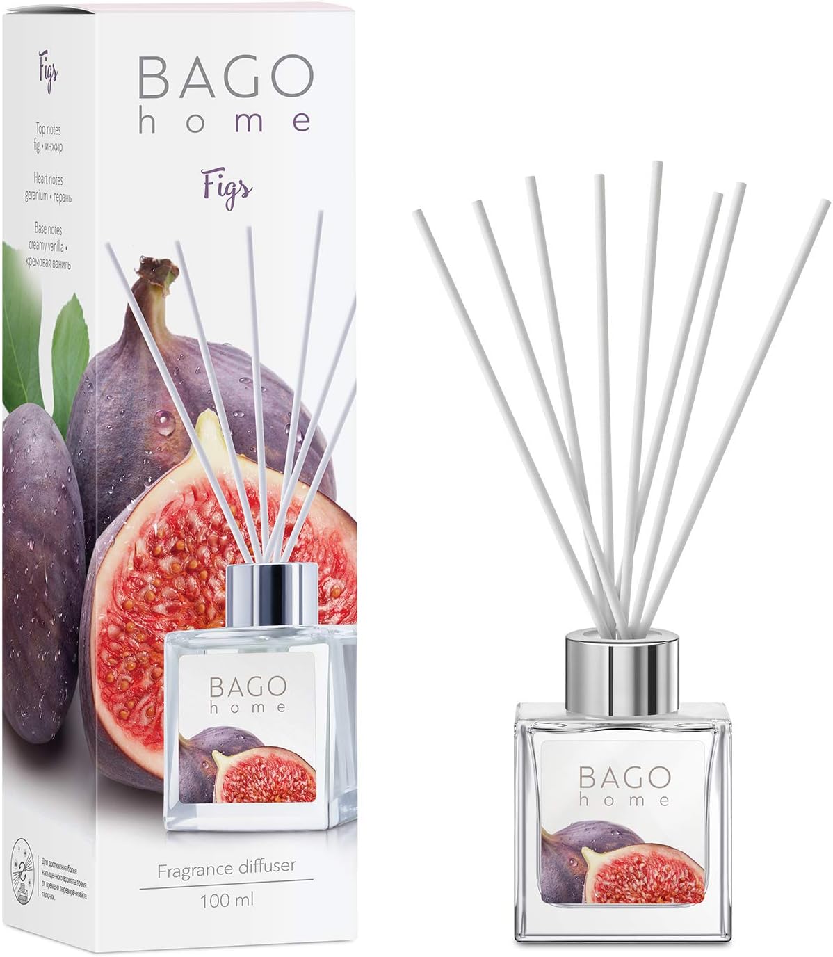 BAGO home Fragrance Reed Diffuser Set - Figs, 100 ml 3.4 oz