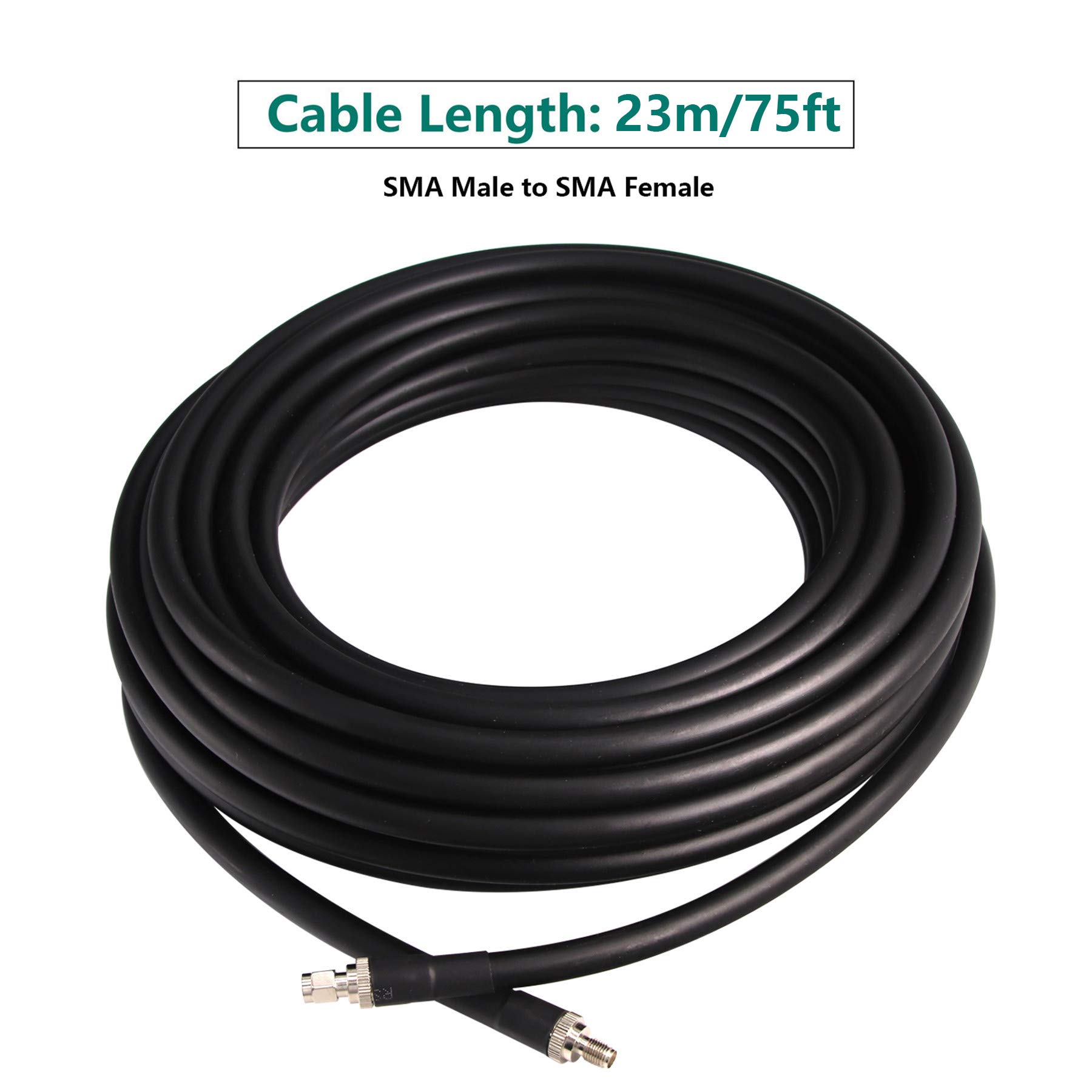 23m SMA Maschio a SMA Femmina S-LMR400 Cavo in Rame Puro, Cavo Coassiale a Bassa perdita - Prolunga Del Cavo Dell'antenna Der Uso Radio 3G/4G/5G/6G/LTE/ADS-B/Ham/GPS/WiFi/RF (50 Ohm non per TV)