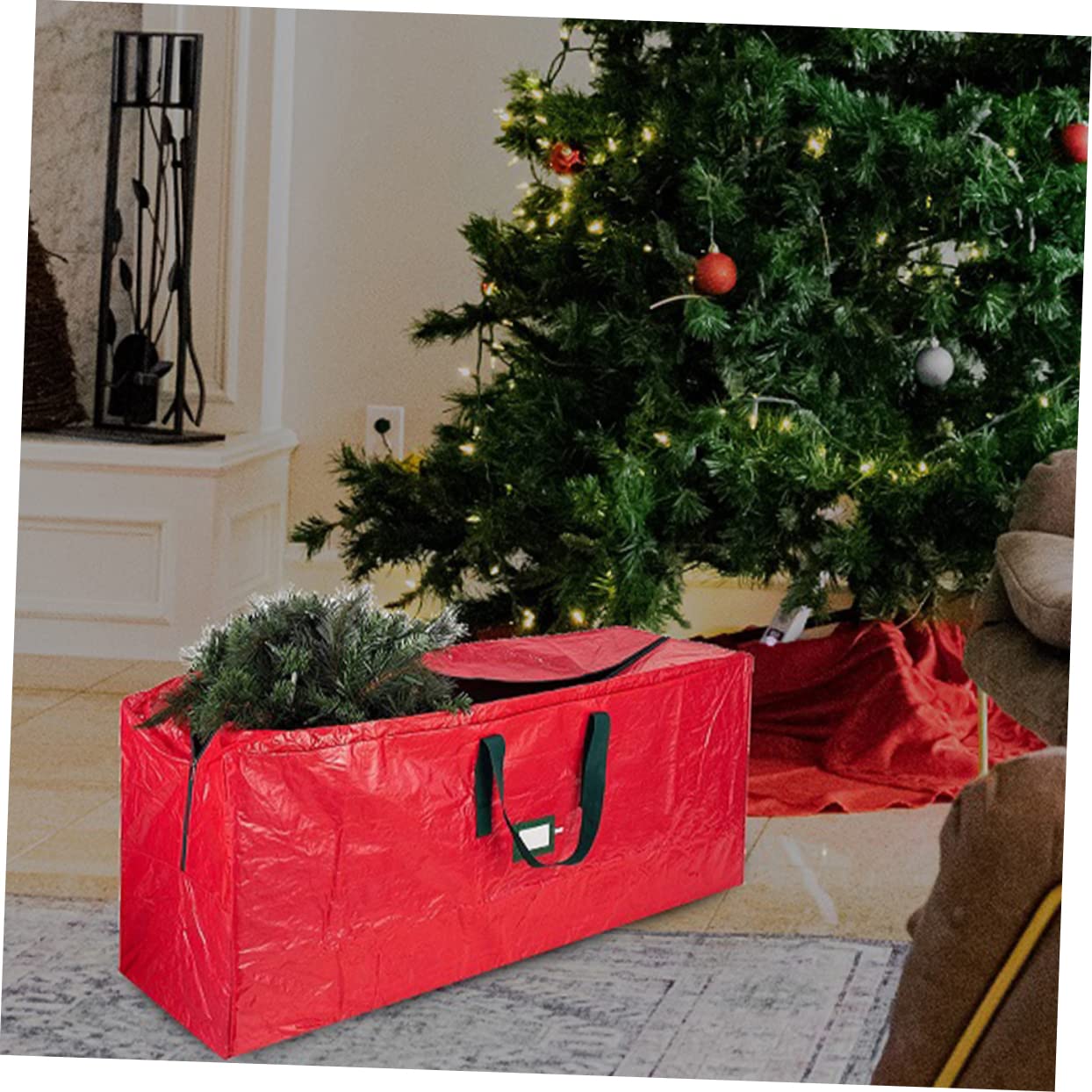 PRETYZOOM Bolsa para Árbol de Navidad Cremallera y Asas Bolsa de Almacenamiento para Árbol de Navidad y Decoraciones para Guardar Temporada No Festiva