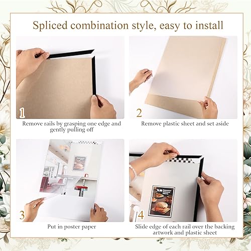 Miniatura 4 de 12 marcos de póster de 11 x 14 pulgadas, marco de fotos negro, marco de fotos vertical, horizontal, vertical, de alta transparencia, para pared,